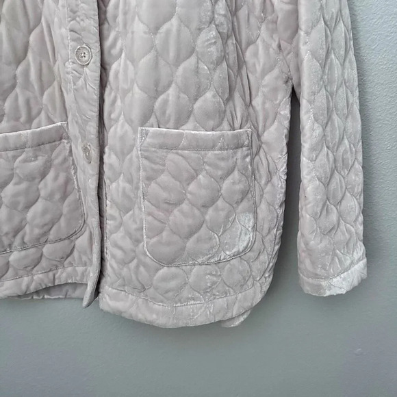 KNOX ROSE | Button Oversized Shacket Quilted Velour Jacket Ivory Nude | XL - Picture 4 of 8